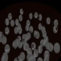 A bunch of 3d eyeballs fall into a bowl and bounce around